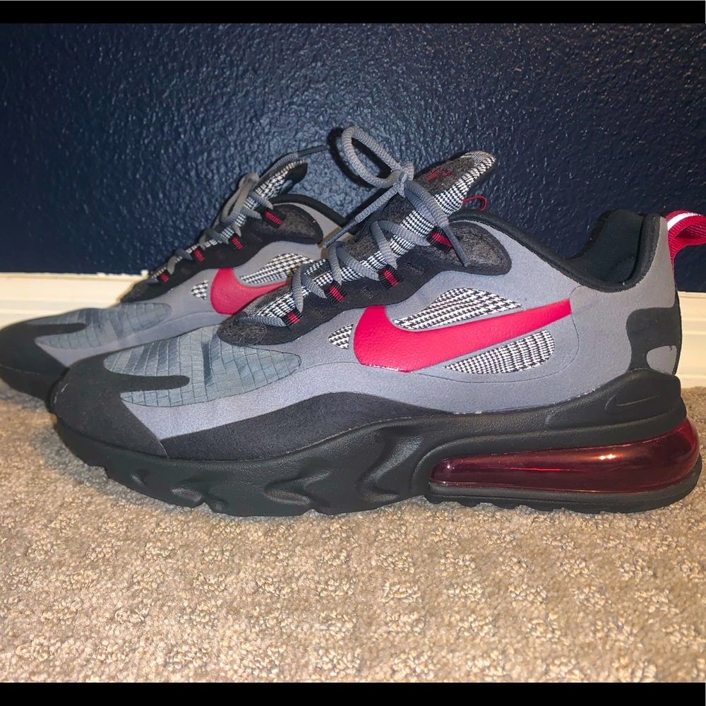 Nike 270 React, Maroon, Gray, and Black.